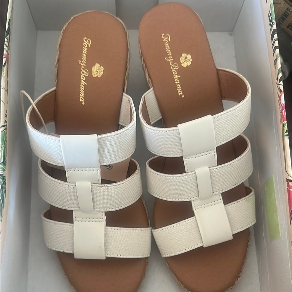 Tommy Bahama Cream Stephanie Wedge. Size 8. New with tags.